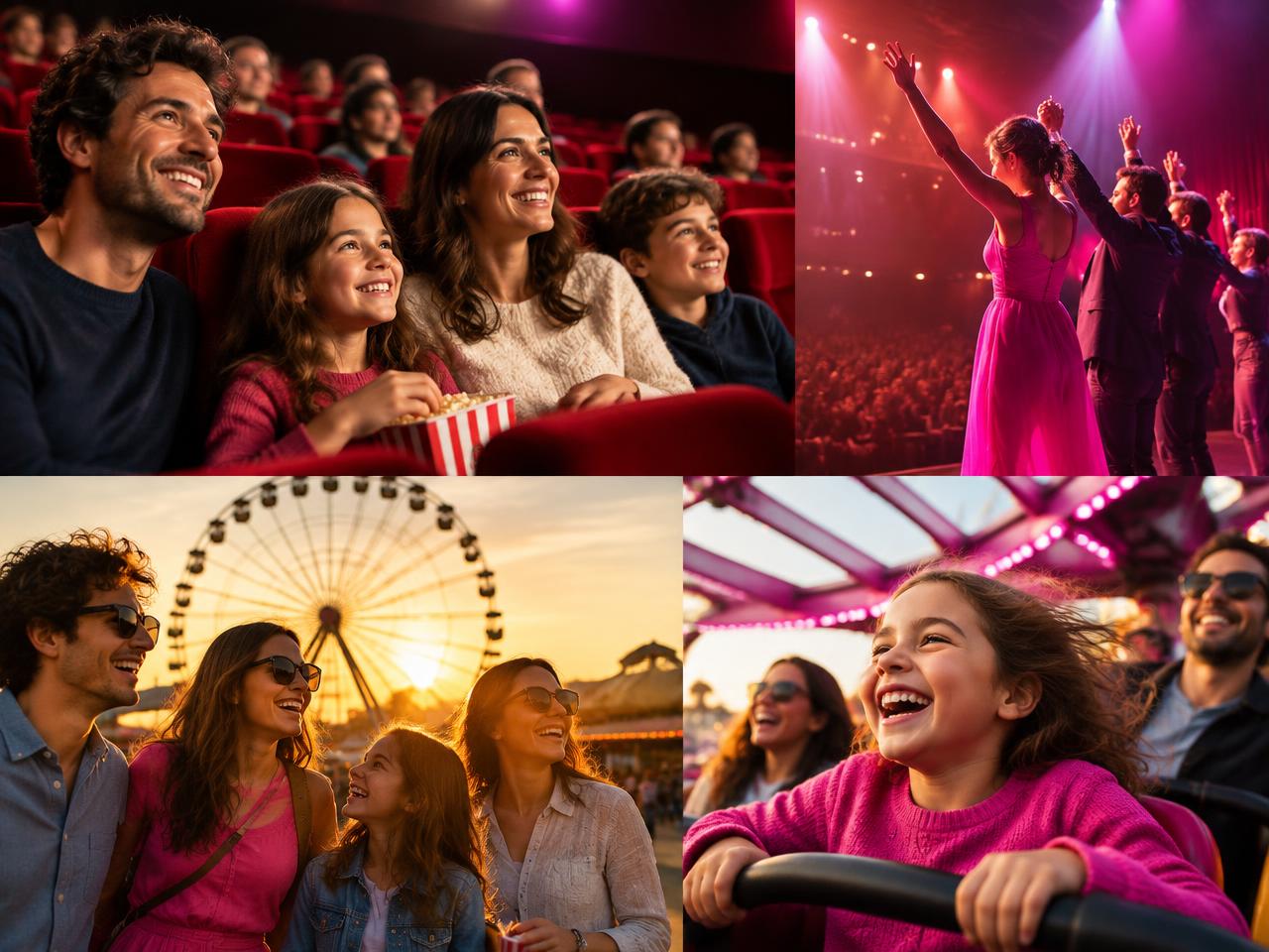 Famiglia al cinema, spettacolo dal vivo e parco divertimenti