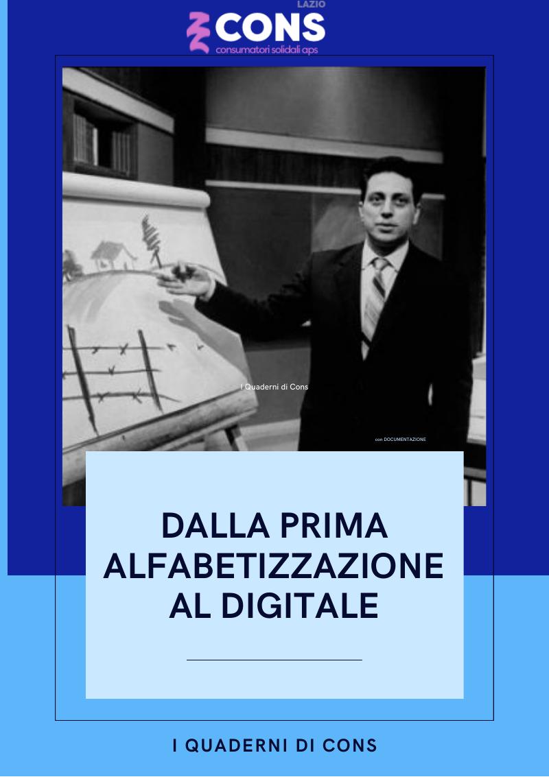 Copertina Dalla prima alfabetizzazione al digitale — Alberto Manzi — I Quaderni di CONS